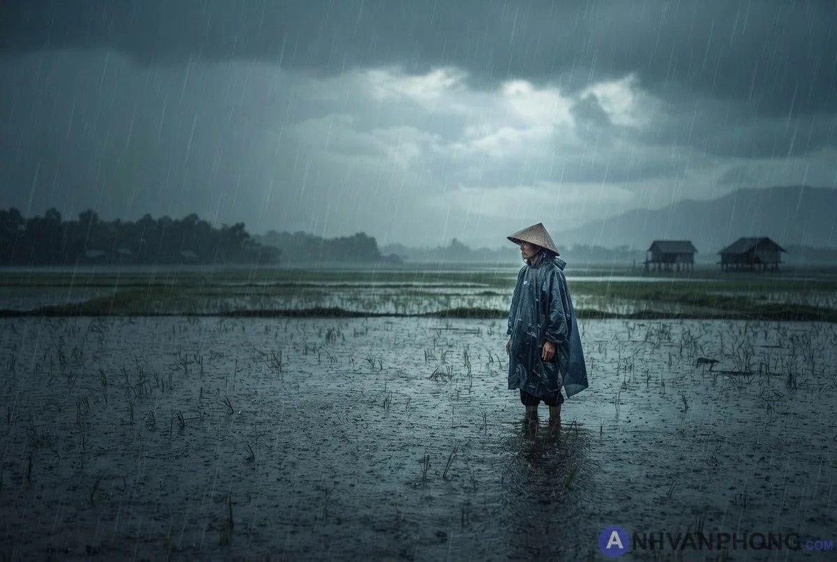 Cơn mưa lớn xóa hết bao công sức của người nông dân mùa sạ lúa